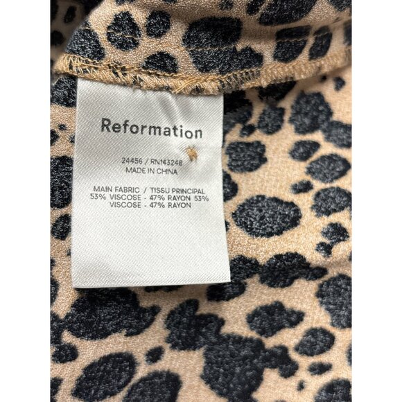 Reformation Leopard Print Midi Dress With Long Sleeves & Tie Cuffs Keyhole Back - Picture 7 of 11